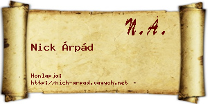 Nick Árpád névjegykártya