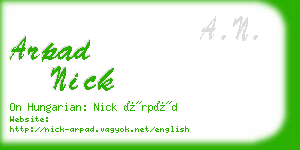 arpad nick business card